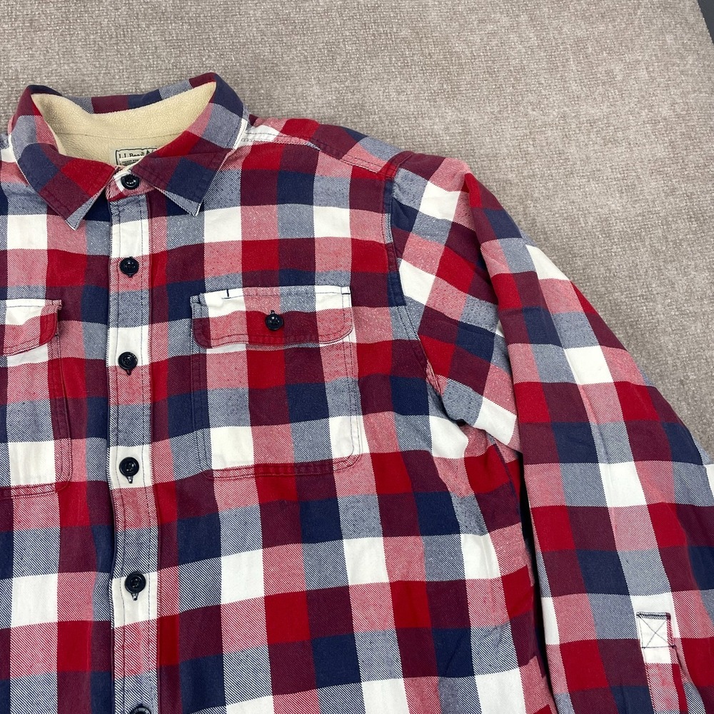 L.L. Bean Fleece-Lined Flannel Shirt Mens XL Multicolor Plaid Traditional Fit - Picture 6 of 15